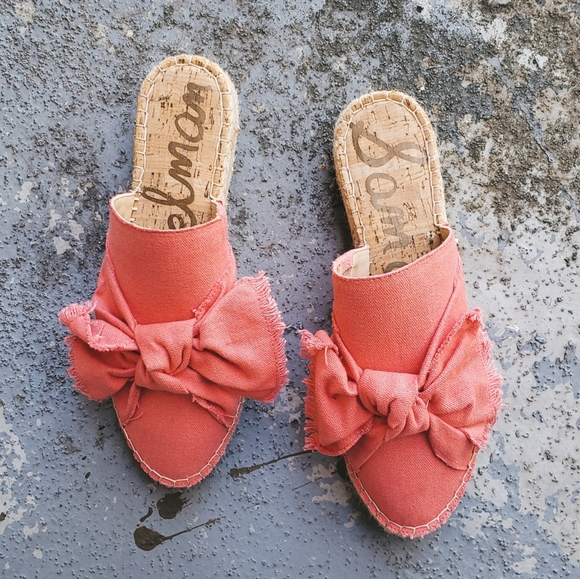 Sam Edelman Lynda Pink Bow Spandrille Mules - Picture 2 of 5